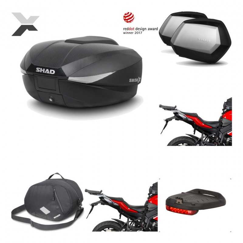 SHAD Maletas laterales + baul trasero herraje montaje accesorios 3p SH58X SC SH35 PREMIUM KIT-193799