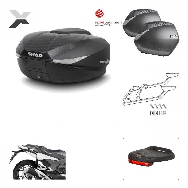 SHAD Maletas laterales + baul trasero herraje montaje luz de freno 3p SH58X SH36 SH 36 KIT-194048