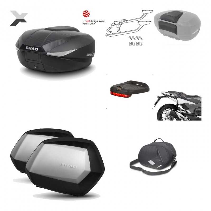 SHAD Maletas laterales + baul trasero herraje montaje accesorios 3p SH58X SC SH35 PREMIUM KIT-194099