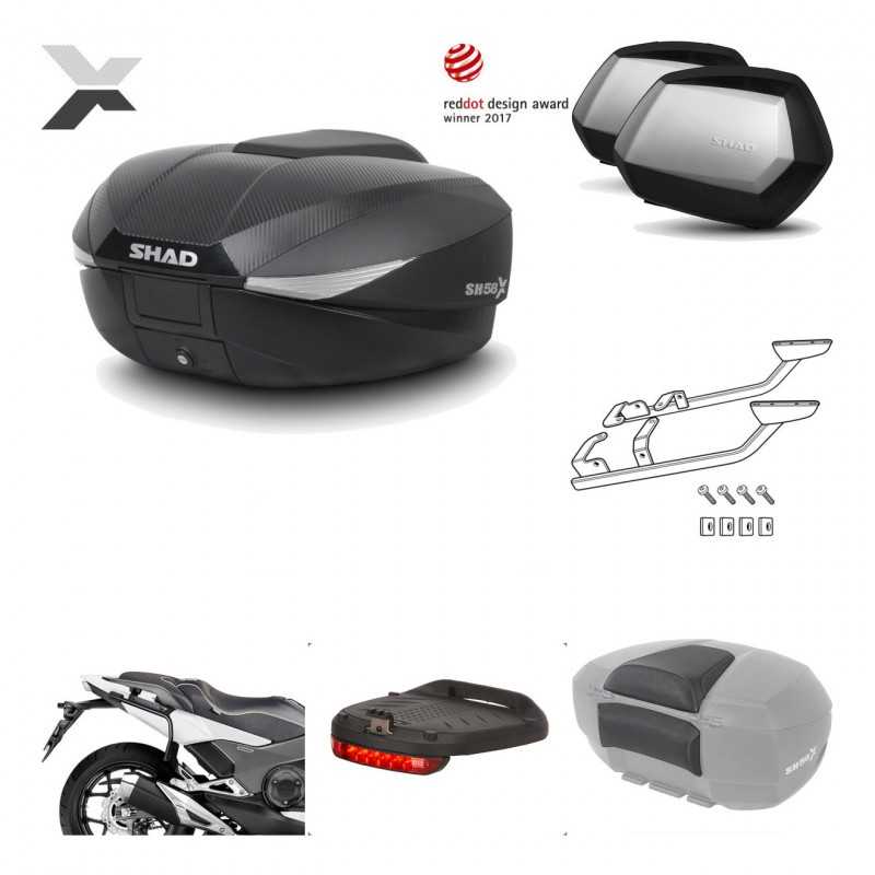SHAD Maletas laterales + baul trasero herraje montaje accesorios 3p SH58X SC SH35 PREMIUM KIT-194100