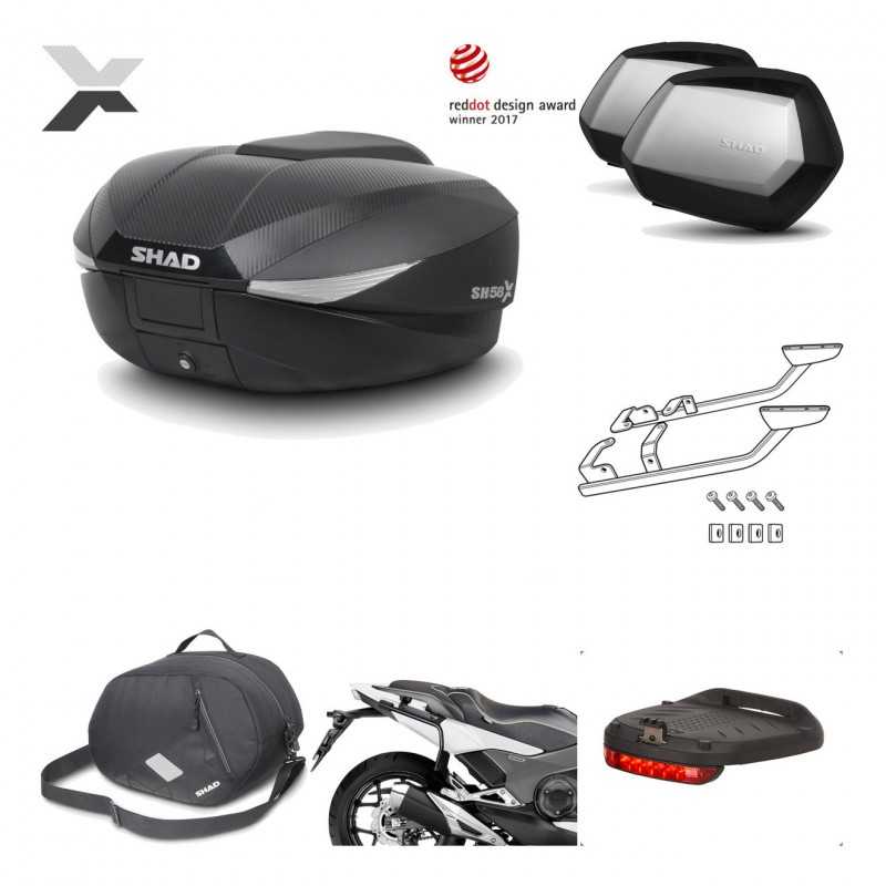 SHAD Maletas laterales + baul trasero herraje montaje accesorios 3p SH58X SC SH35 PREMIUM KIT-194051
