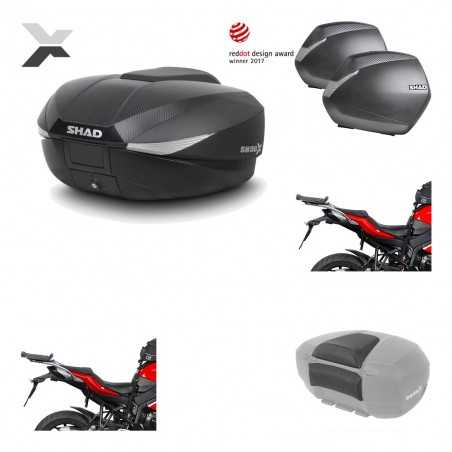 Lateral cases + back trunk + big top fitting + passenger support + 3p hardware  