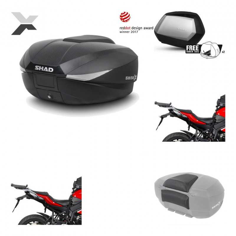 Lateral cases + back trunk + big top fitting + passenger support + 3p hardware  