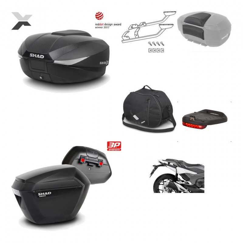 SHAD Maletas laterales + baul trasero herraje montaje accesorios 3p SH58X SH23 KIT-194121