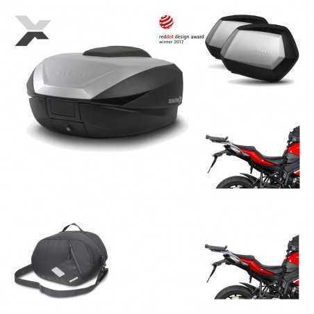 SHAD Maletas laterales + baul trasero herraje montaje 3p bolsa interna SH59X ALU SC SH35 PREMIUM KIT-194273