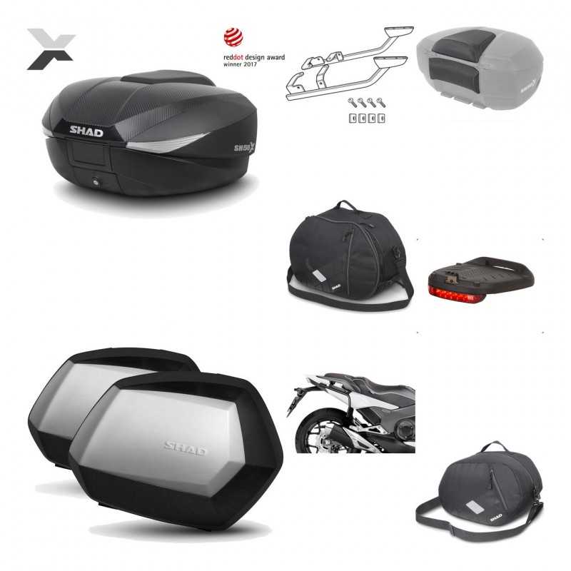 SHAD Maletas laterales + baul trasero herraje montaje accesorios 3p SH58X SC SH35 PREMIUM KIT-194123