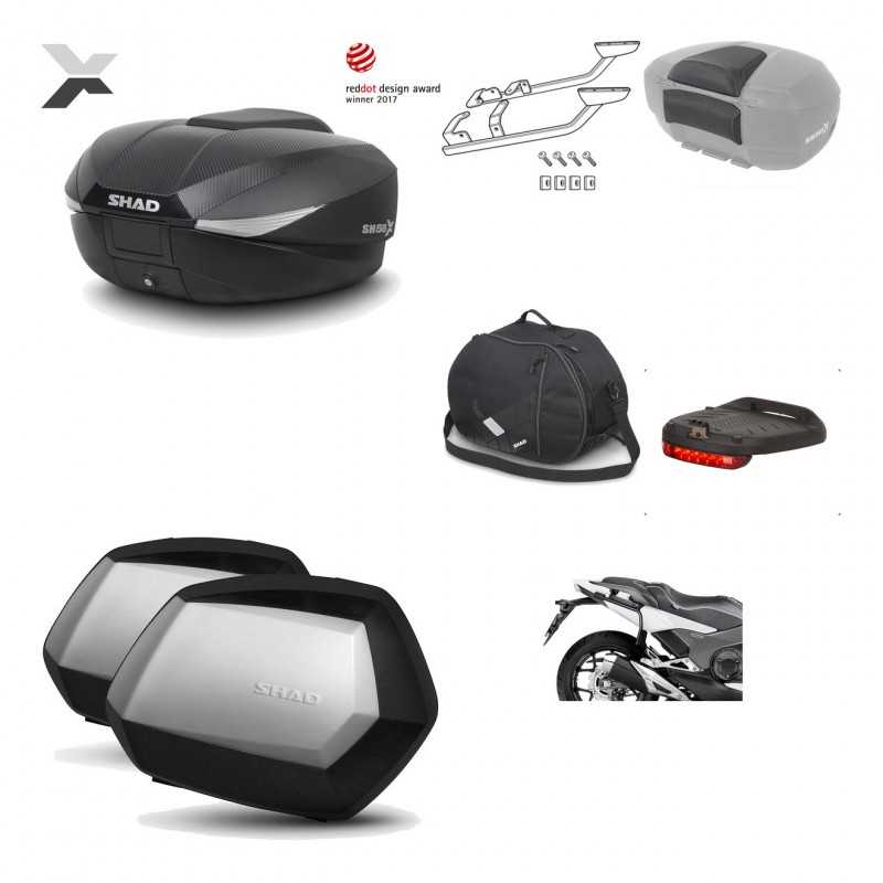 SHAD Maletas laterales + baul trasero herraje montaje accesorios 3p SH58X SC SH35 PREMIUM KIT-194124