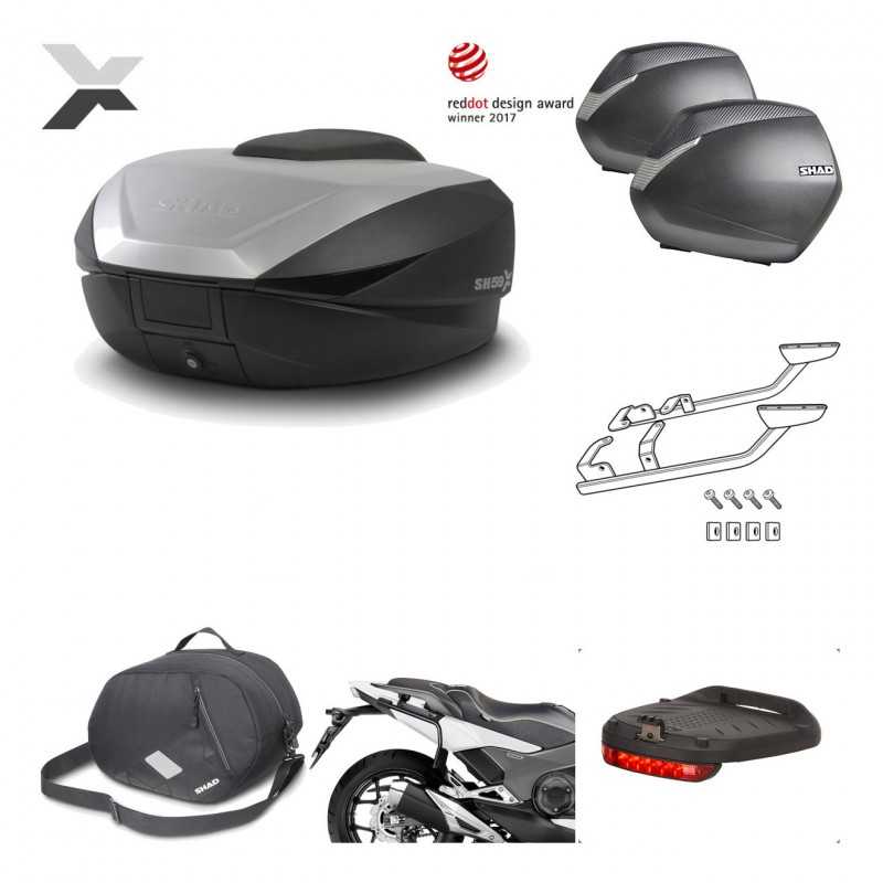 SHAD Maletas laterales + baul trasero herraje montaje accesorios 3p SH59X ALU SH36 SH 36 KIT-194527