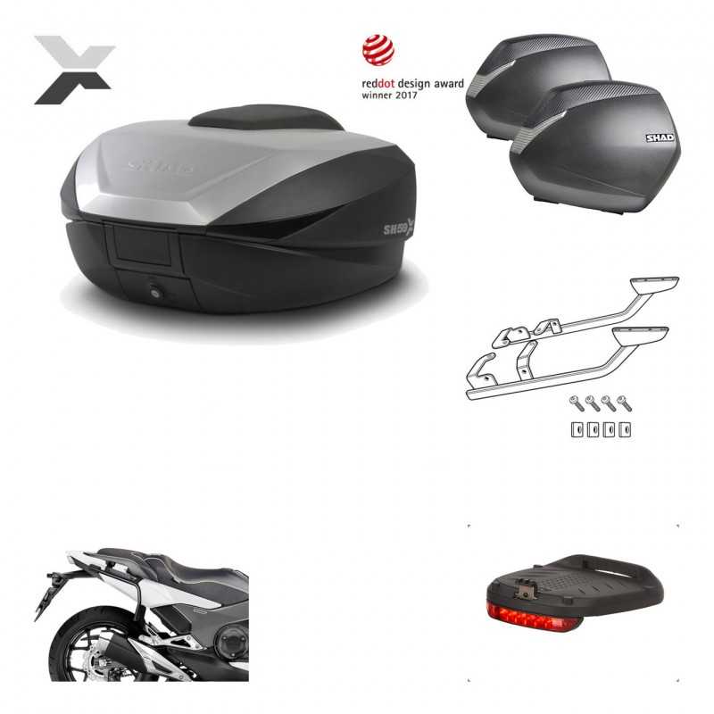 SHAD Maletas laterales + baul trasero herraje montaje luz de freno 3p SH59X ALU SH36 SH 36 KIT-194528