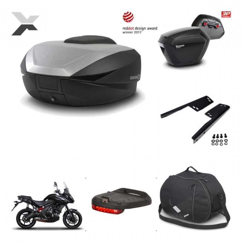 SHAD Maletas laterales + baul trasero herraje montaje accesorios 3p SH59X ALU SH23 KIT-194337