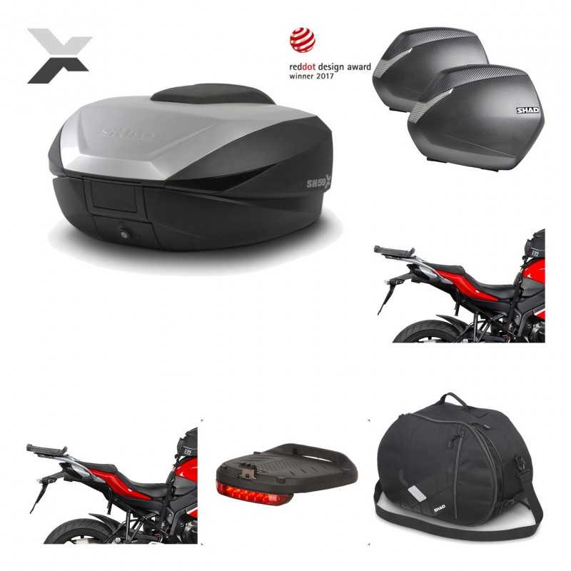 SHAD Maletas laterales + baul trasero herraje montaje accesorios 3p SH59X ALU SH36 SH 36 KIT-194288