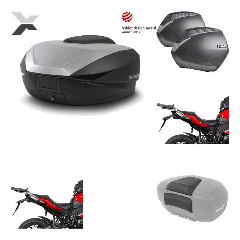 Lateral cases + back trunk + big top fitting + passenger support + 3p hardware  