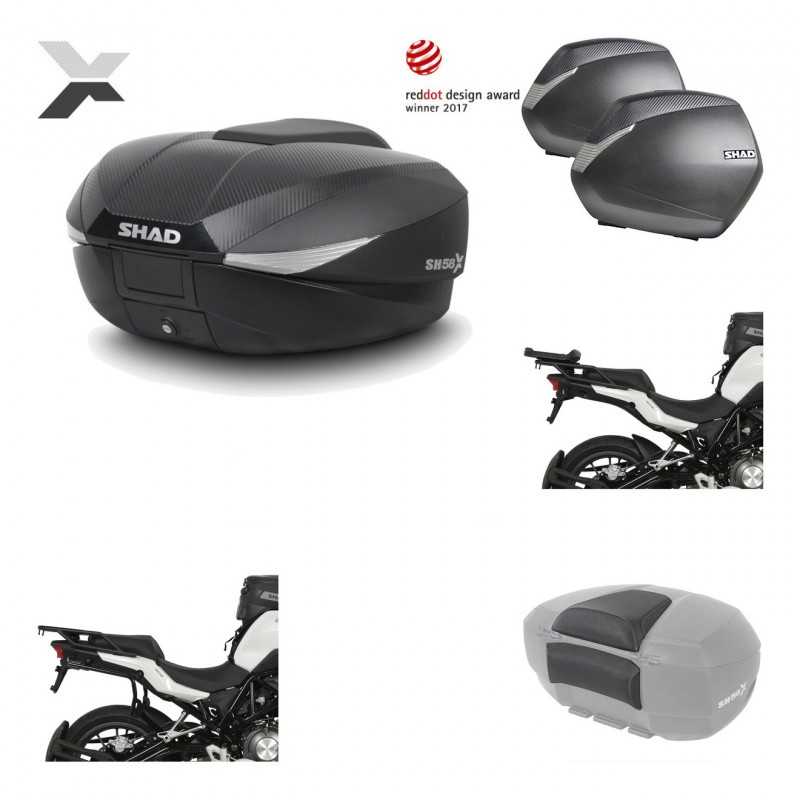 Lateral cases + back trunk + big top fitting + passenger support + 3p hardware  
