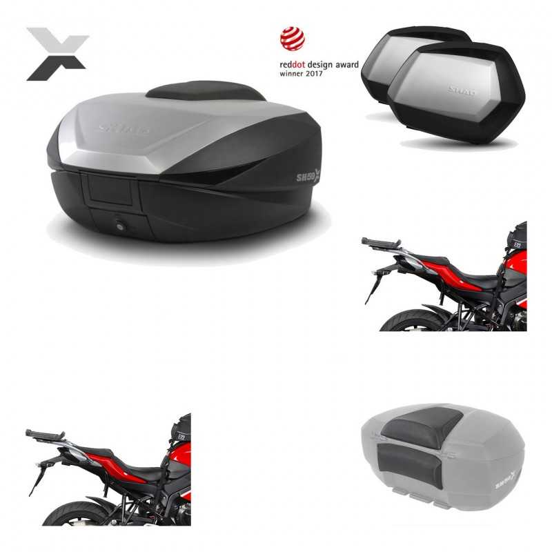 Lateral cases + back trunk + big top fitting + passenger support + 3p hardware  