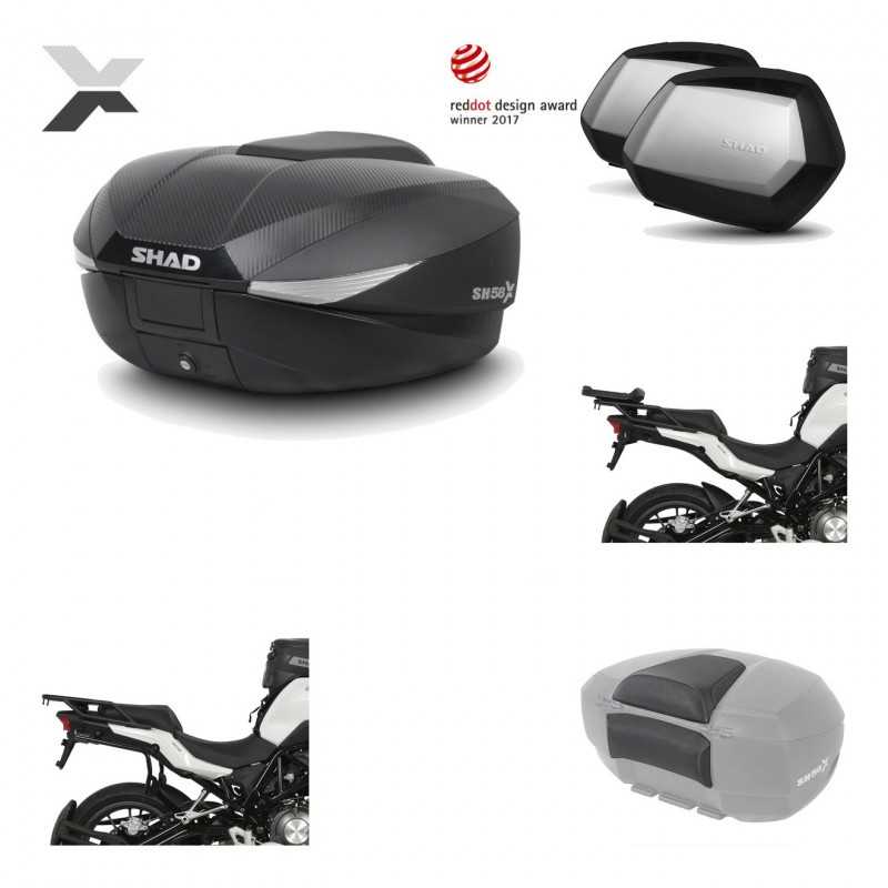 Lateral cases + back trunk + big top fitting + passenger support + 3p hardware  