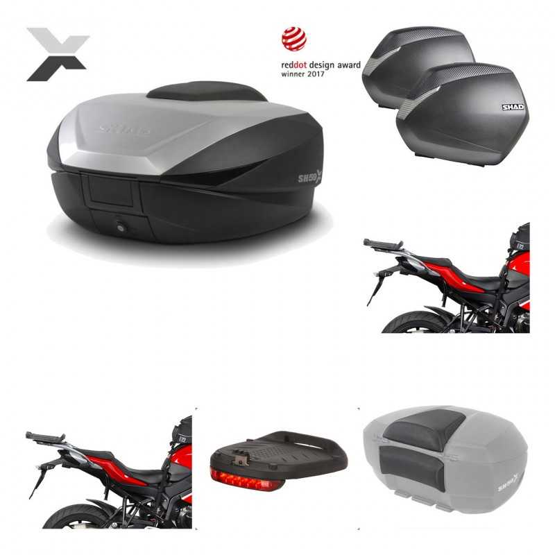 SHAD Maletas laterales + baul trasero herraje montaje accesorios 3p SH59X ALU SH36 SH 36 KIT-194300