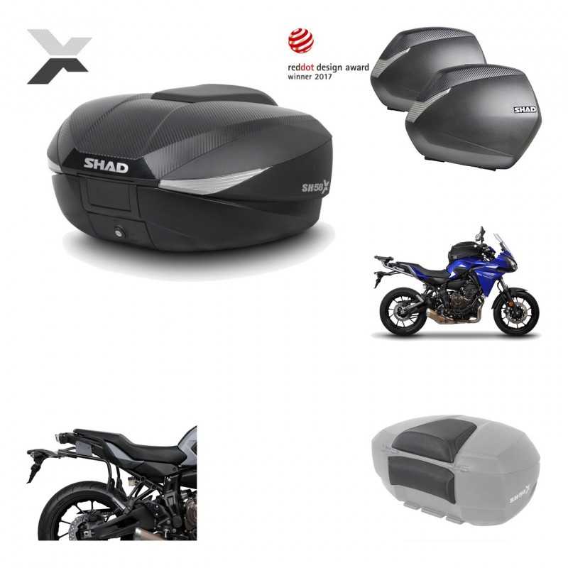 Lateral cases + back trunk + big top fitting + passenger support + 3p hardware  