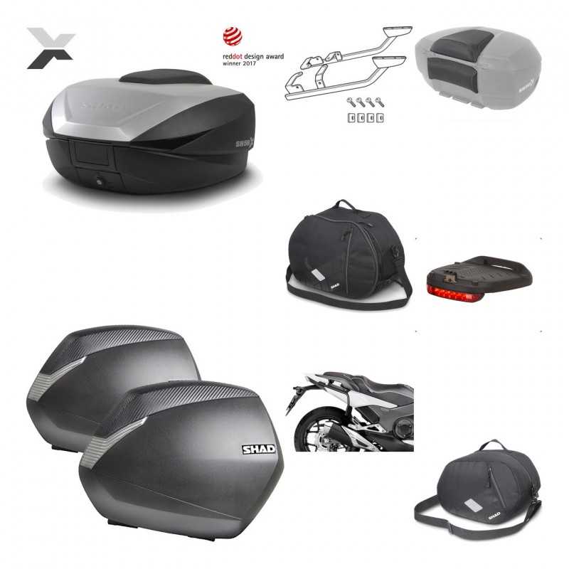 SHAD Maletas laterales + baul trasero herraje montaje accesorios 3p SH59X ALU SH36 SH 36 KIT-194599