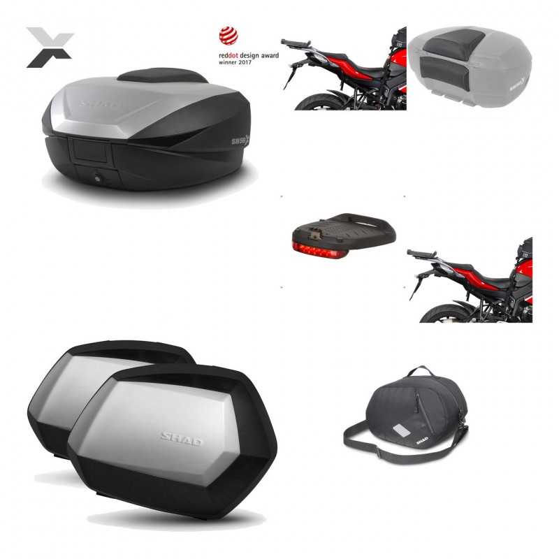 SHAD Maletas laterales + baul trasero herraje montaje accesorios 3p SH59X ALU SC SH35 PREMIUM KIT-194303