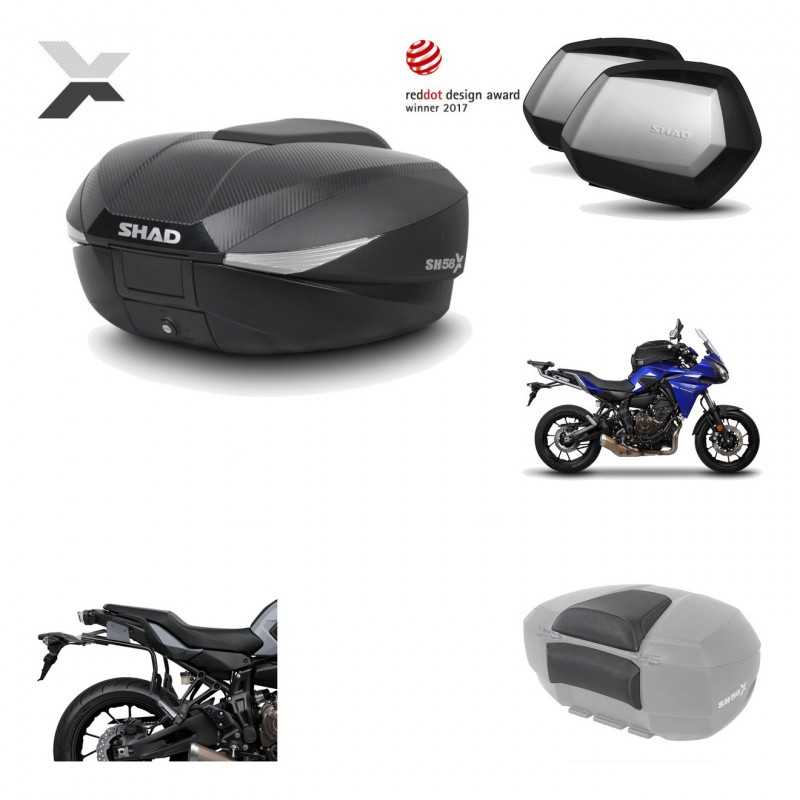 Lateral cases + back trunk + big top fitting + passenger support + 3p hardware  