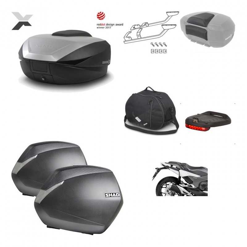 SHAD Maletas laterales + baul trasero herraje montaje accesorios 3p SH59X ALU SH36 SH 36 KIT-194600