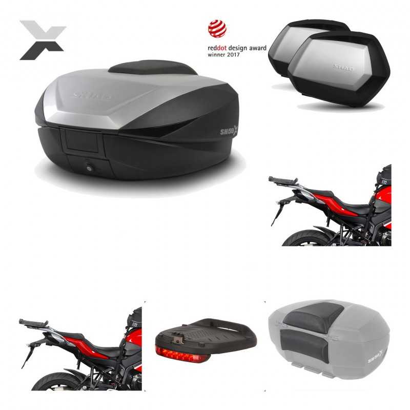 SHAD Maletas laterales + baul trasero herraje montaje accesorios 3p SH59X ALU SC SH35 PREMIUM KIT-194304