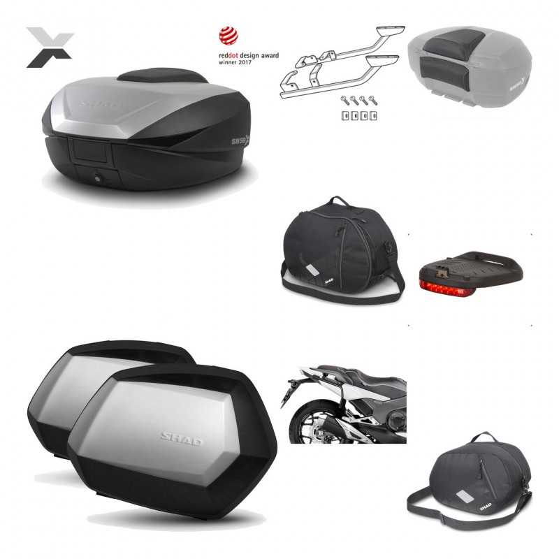 SHAD Maletas laterales + baul trasero herraje montaje accesorios 3p SH59X ALU SC SH35 PREMIUM KIT-194603