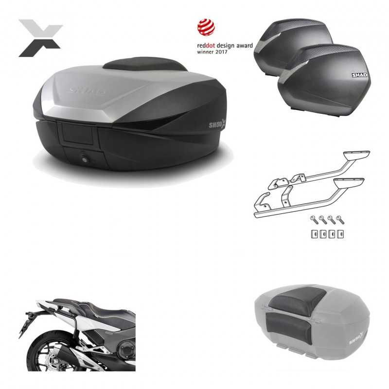 Lateral cases + back trunk + big top fitting + passenger support + 3p hardware  