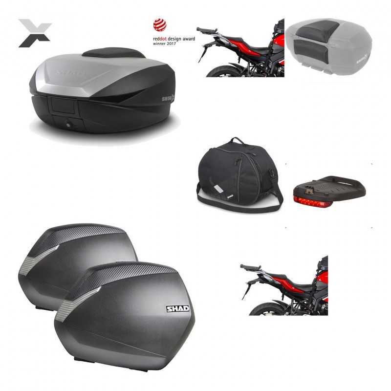 SHAD Maletas laterales + baul trasero herraje montaje accesorios 3p SH59X ALU SH36 SH 36 KIT-194312