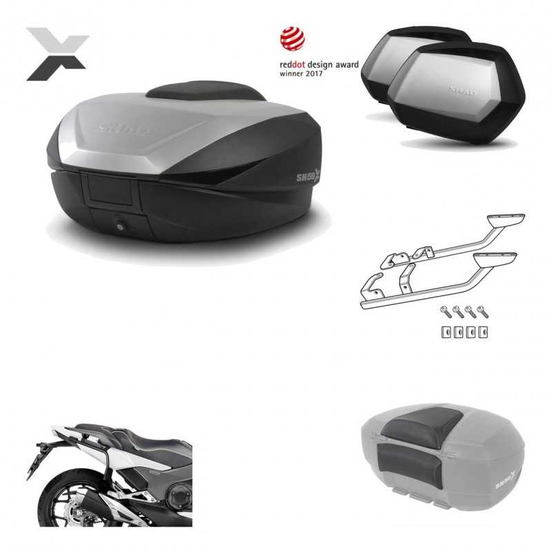 Lateral cases + back trunk + big top fitting + passenger support + 3p hardware  