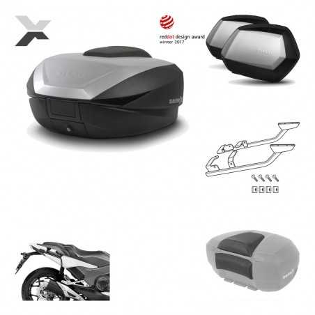 SHAD Maletas laterales + baul trasero herraje montaje respaldo de pasajero 3p SH59X ALU SC SH35 PREMIUM KIT-194568