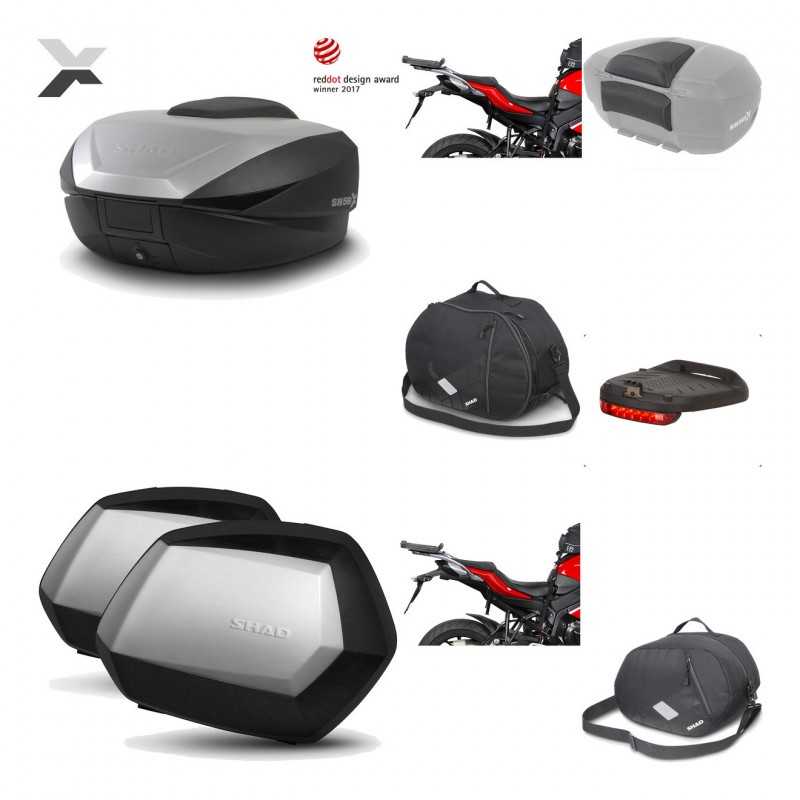 SHAD Maletas laterales + baul trasero herraje montaje accesorios 3p SH59X ALU SC SH35 PREMIUM KIT-194315