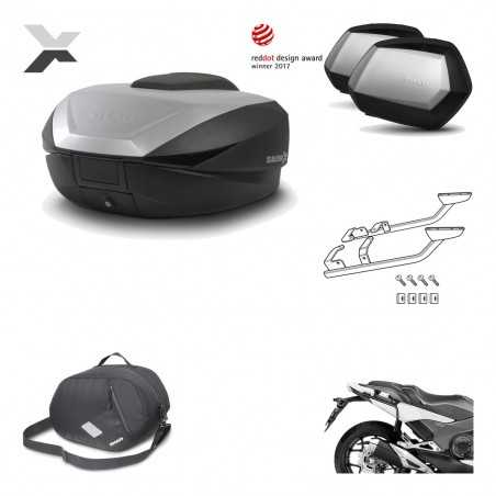 SHAD Maletas laterales + baul trasero herraje montaje 3p bolsa interna SH59X ALU SC SH35 PREMIUM KIT-194519