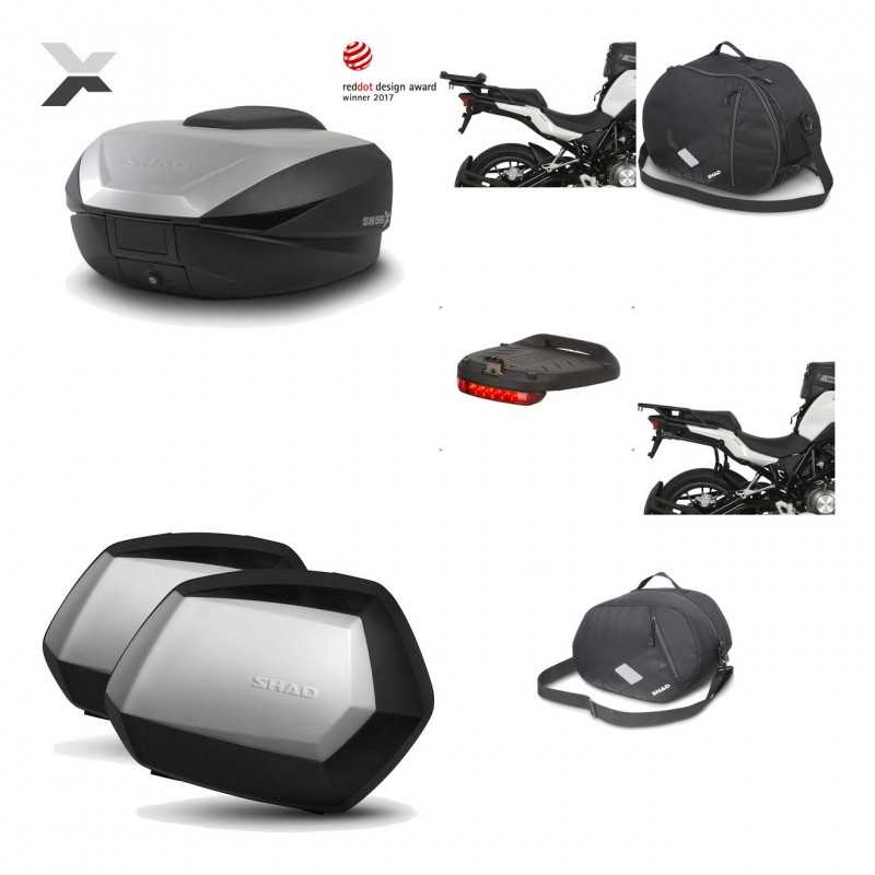 SHAD Maletas laterales + baul trasero herraje montaje accesorios 3p SH59X ALU SC SH35 PREMIUM KIT-194675