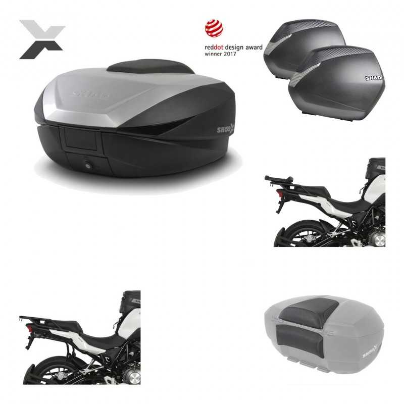 Lateral cases + back trunk + big top fitting + passenger support + 3p hardware  