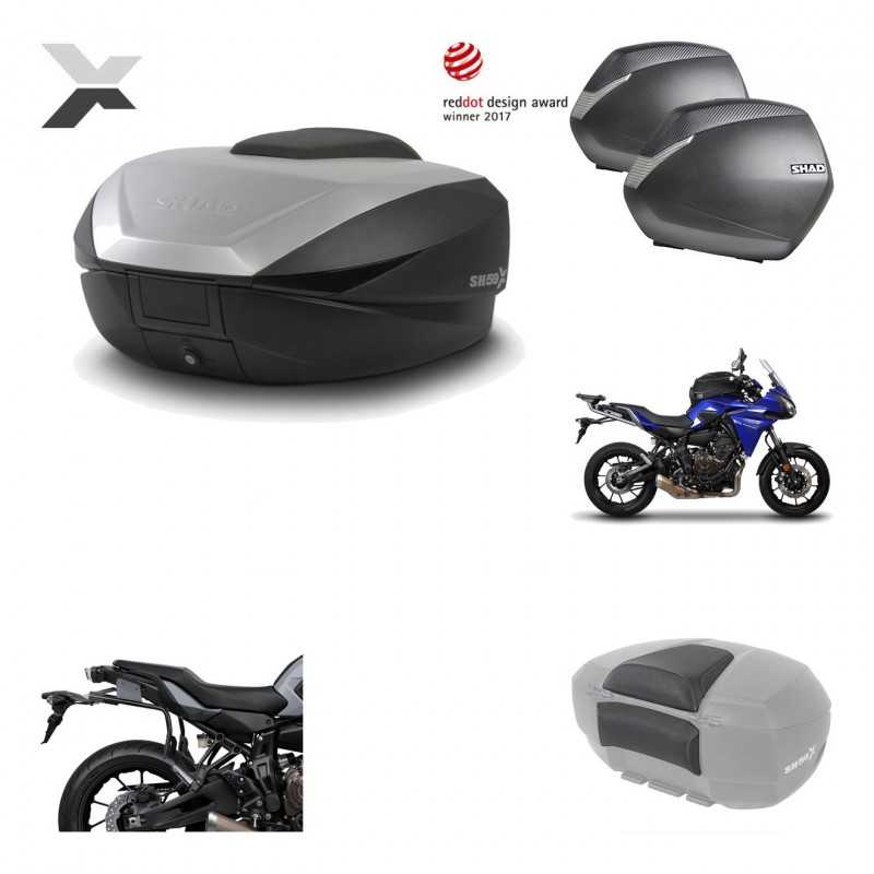 Lateral cases + back trunk + big top fitting + passenger support + 3p hardware  