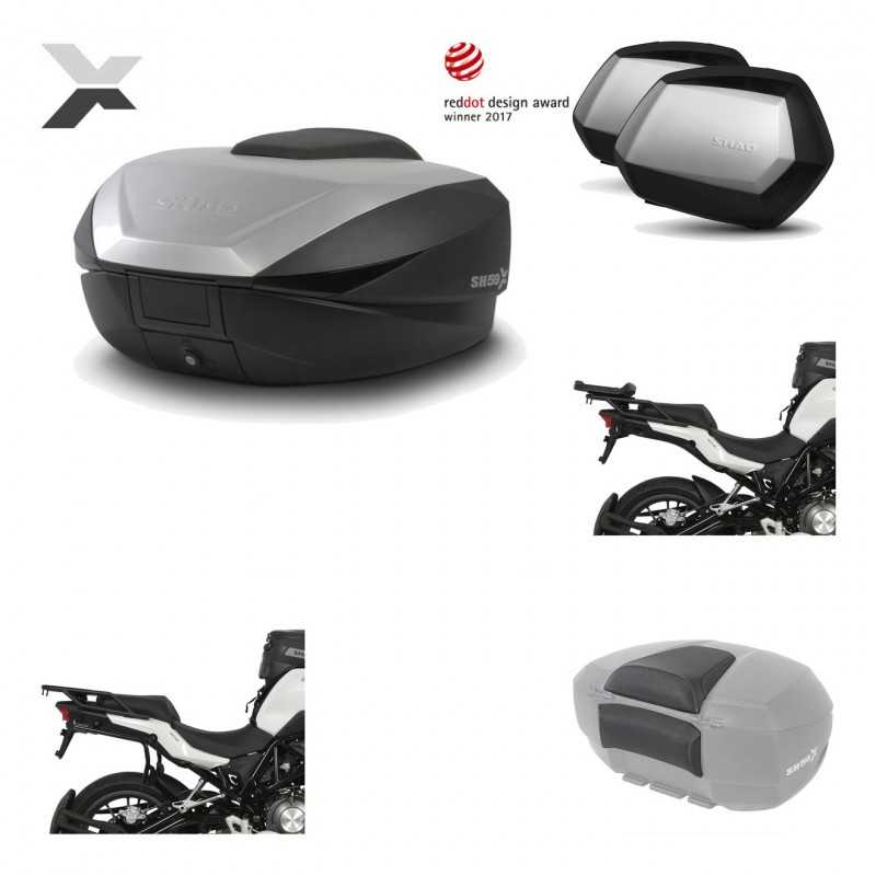 Lateral cases + back trunk + big top fitting + passenger support + 3p hardware  