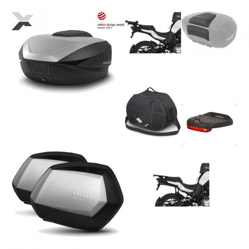SHAD Maletas laterales + baul trasero herraje montaje accesorios 3p SH59X ALU SC SH35 PREMIUM KIT-194700