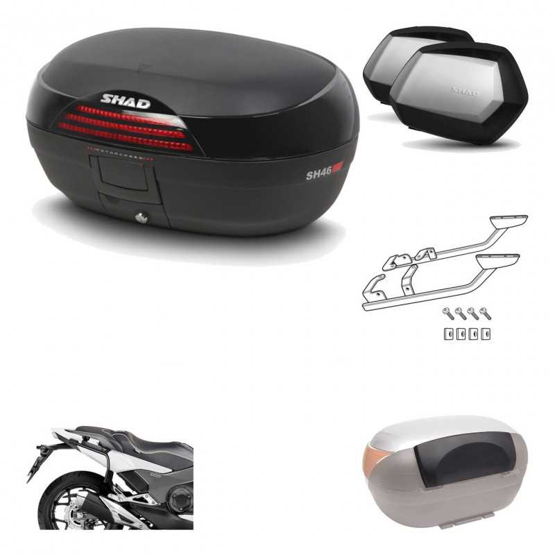 Lateral cases + back trunk + big top fitting + passenger support + 3p hardware  