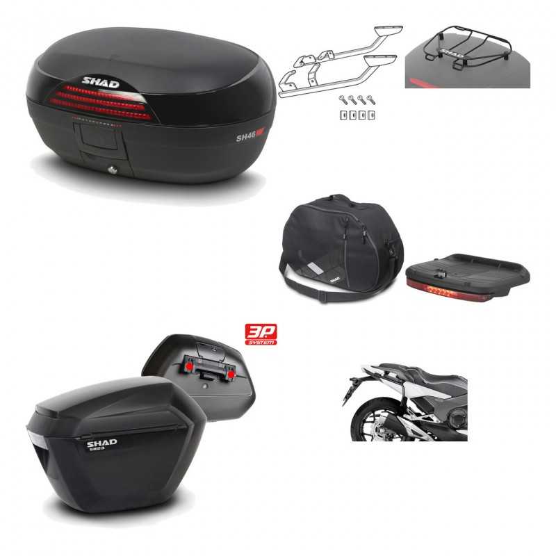 SHAD Maletas laterales + baul trasero herraje montaje accesorios 3p SH46 SH 46 NEW MODEL SH23 KIT-195417