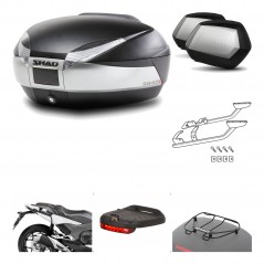 SHAD Maletas laterales + baul trasero herraje montaje accesorios 3p SH48 TITANIUM PREMIUM SC SH35 KIT-196020