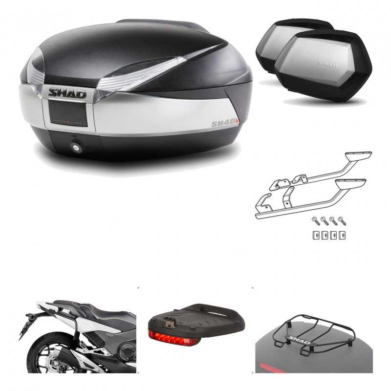 SHAD Maletas laterales + baul trasero herraje montaje accesorios 3p SH48 TITANIUM PREMIUM SC SH35 KIT-196020