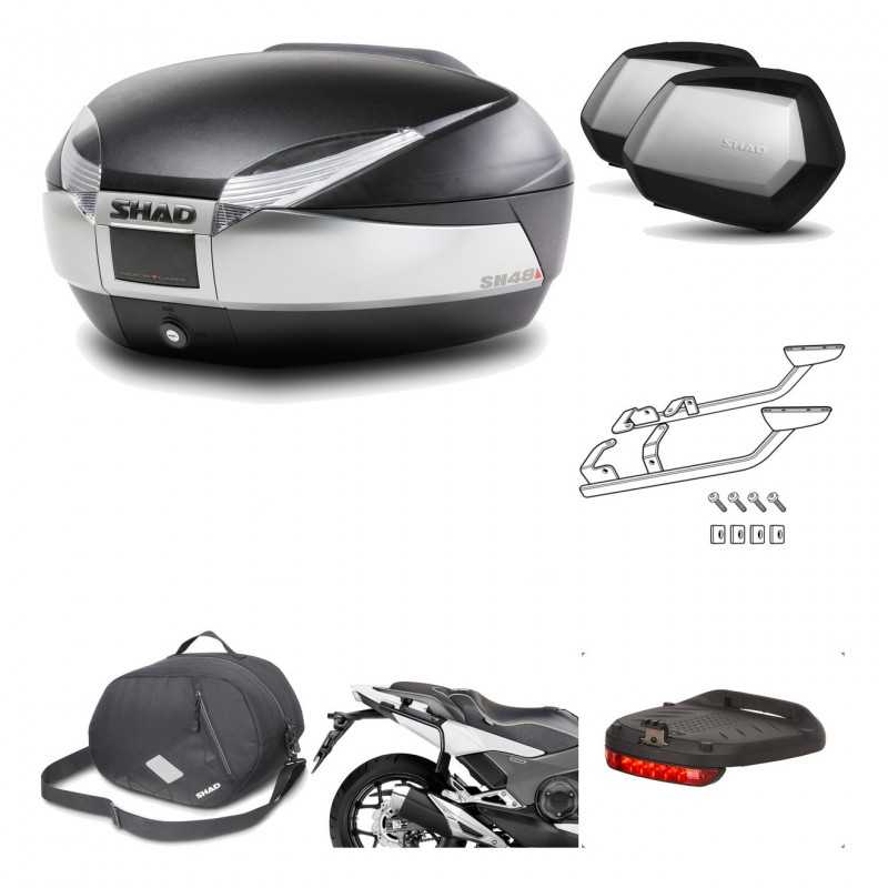 SHAD Maletas laterales + baul trasero herraje montaje accesorios 3p SH48 TITANIUM PREMIUM SC SH35 KIT-195971