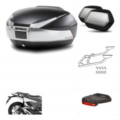 SHAD Maletas laterales + baul trasero herraje montaje luz de freno 3p SH48 TITANIUM PREMIUM SC SH35 KIT-195972