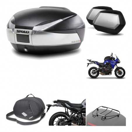 SHAD Maletas laterales + baul trasero herraje montaje accesorios 3p SH48 TITANIUM PREMIUM SC SH35 KIT-196073