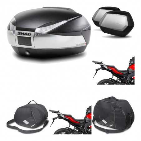 SHAD Maletas laterales + baul trasero herraje montaje accesorios 3p SH48 TITANIUM PREMIUM SC SH35 KIT-195725