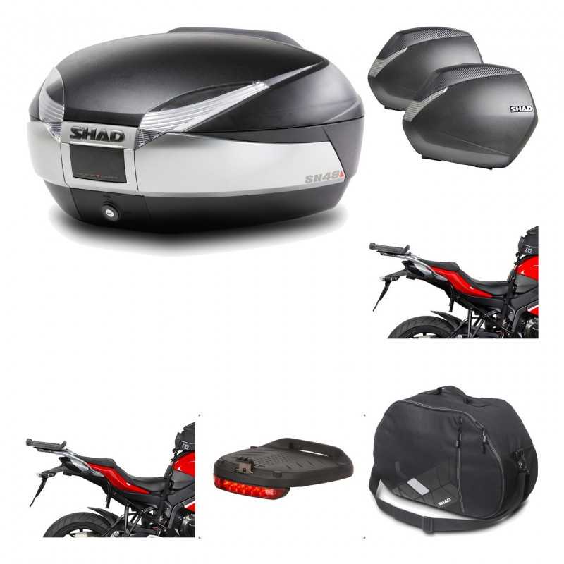 SHAD Maletas laterales + baul trasero herraje montaje accesorios 3p SH48 TITANIUM PREMIUM SH36 SH 36 KIT-195728