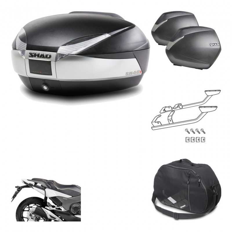 SHAD Maletas laterales + baul trasero herraje montaje bolsa interna 3p SH48 TITANIUM PREMIUM SH36 SH 36 KIT-195980