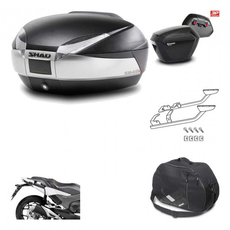 SHAD Maletas laterales + baul trasero herraje montaje bolsa interna 3p SH48 TITANIUM PREMIUM SH23 KIT-195981