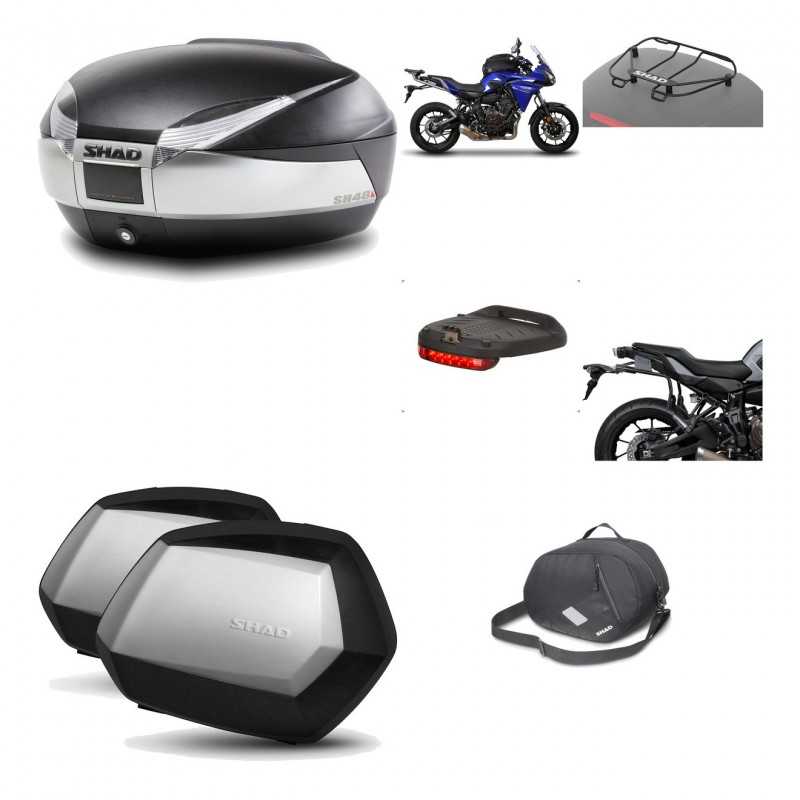 SHAD Maletas laterales + baul trasero herraje montaje accesorios 3p SH48 TITANIUM PREMIUM SC SH35 KIT-196079